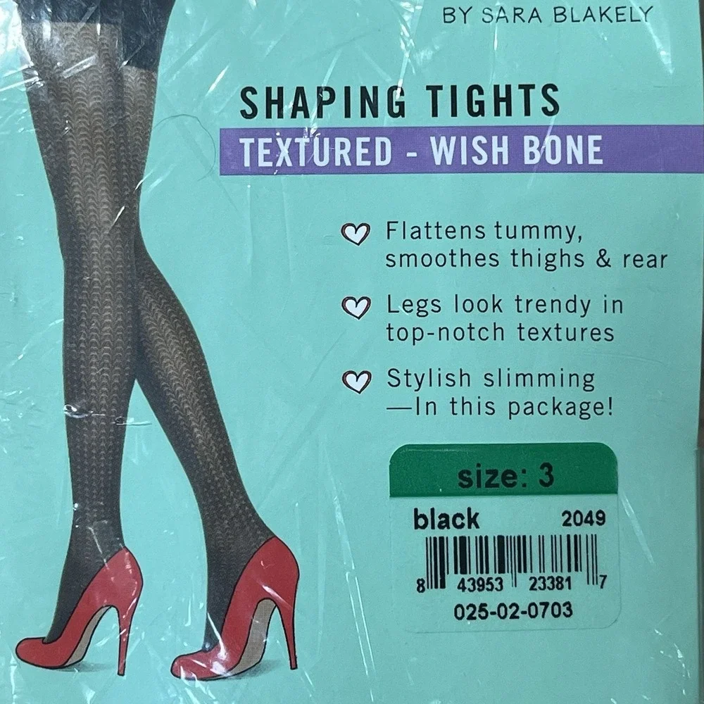 Spanx Love Your Assets Shaping Tights Womens Size 3 Black Textured Wish Bone NEW
